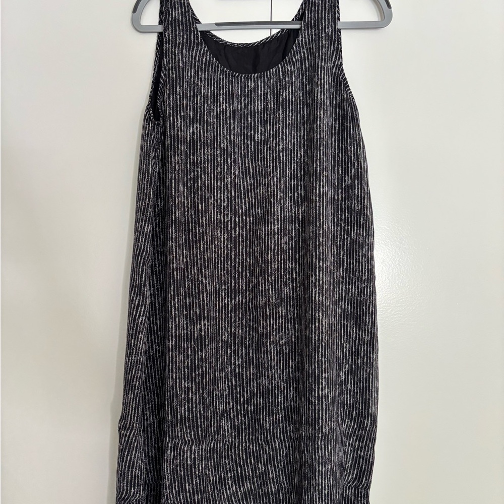 Casual Black and White Striped Dress, lined